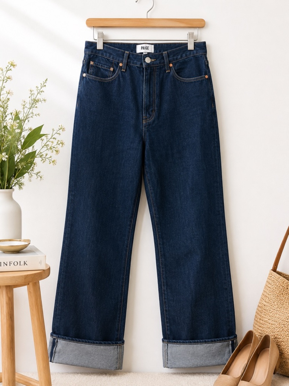 PAIGE Sawyer Wide Leg Jeans 100% Cotton Dark Wash Size 28